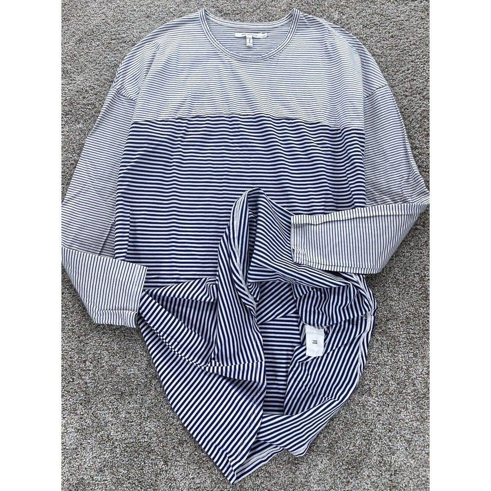 AVEC LES FILLES Joyce Azria Millennial Shirt Dress Womens L Blue Striped Minimal - Picture 4 of 9